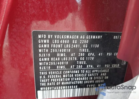 2016 Volkswagen Tiguan Sel from USA, damaged, VIN WVGBV7AX8GW039548